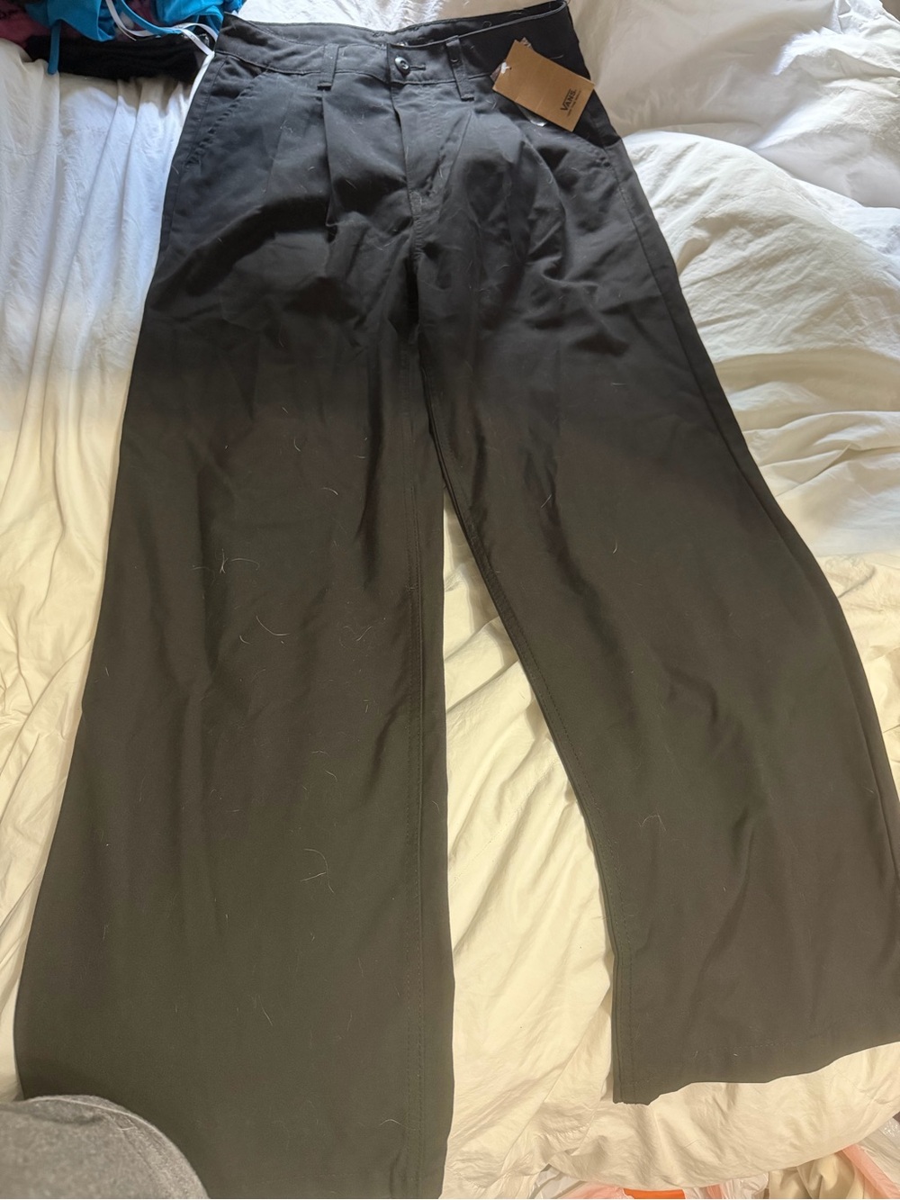 Vans Black Wide-Leg Pleated Trousers